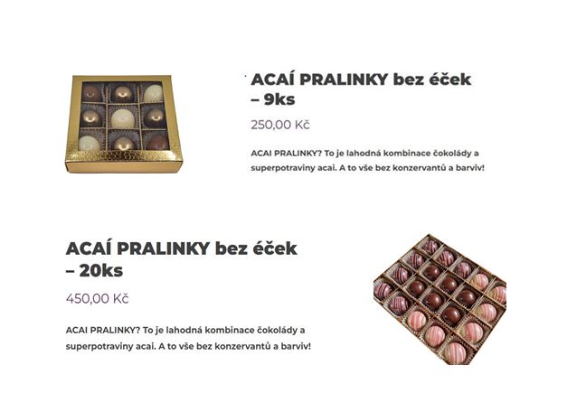 čokoládové pralinky s acai